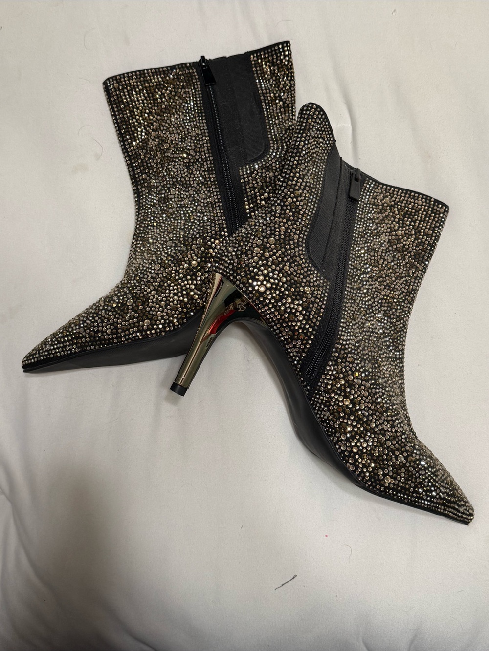 torrid Black Crystal-Embellished Pointed Toe Ankle Boots